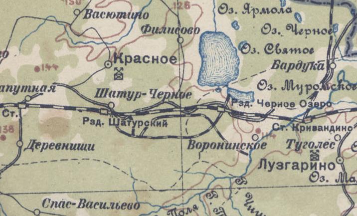 Узкоколейная железная дорога Шатурского транспортного управления — топографические карты и схемы старые (до 1950-х годов)