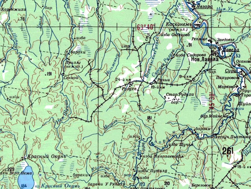 Лавельская узкоколейная железная дорога  — схемы и   топографические карты