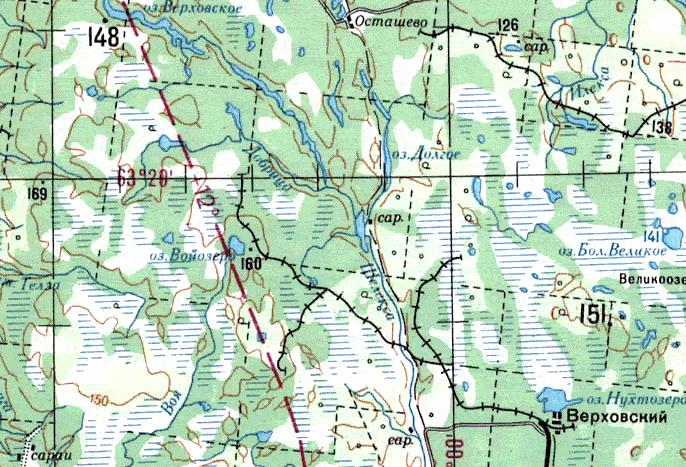 Верховская узкоколейная железная дорога - топографические карты