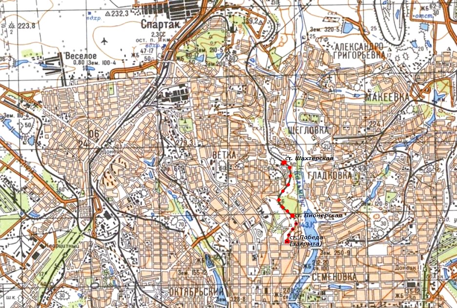 Донецкая  детская железная дорога —  схемы и топографические карты