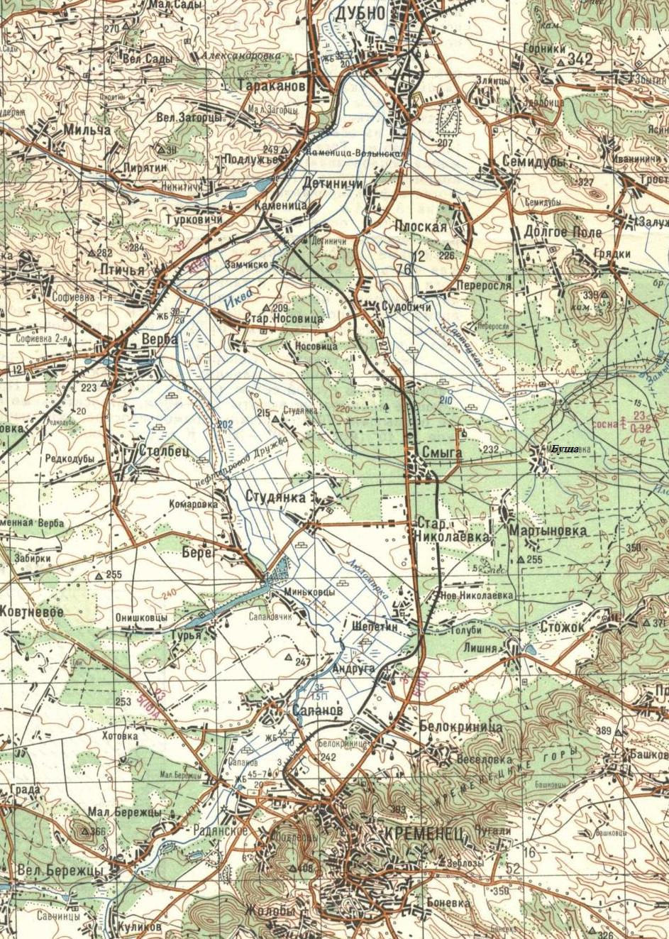 Железнодорожная линия Каменица — Кременец  — схемы и   топографические карты