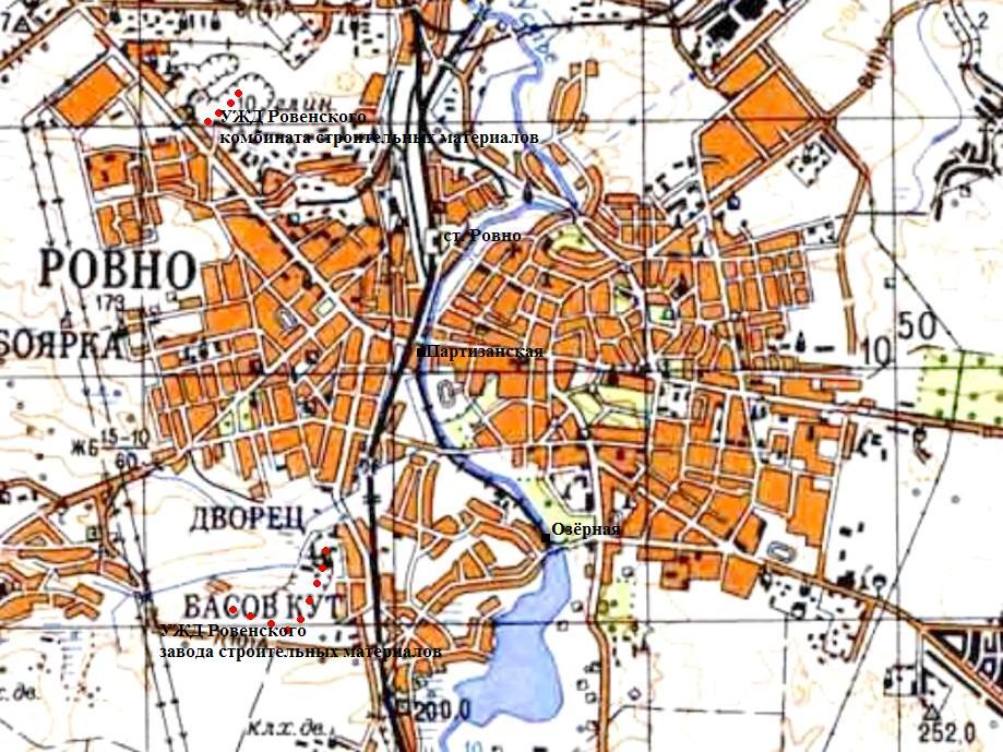 Ровенская детская железная дорога —  схемы и топографические карты