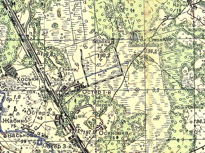 Узкоколейная железная дорога Рославльского торфопредприятия — топографические карты