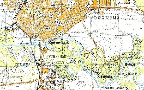 Оренбургская детская железная дорога  — схемы и   топографические карты