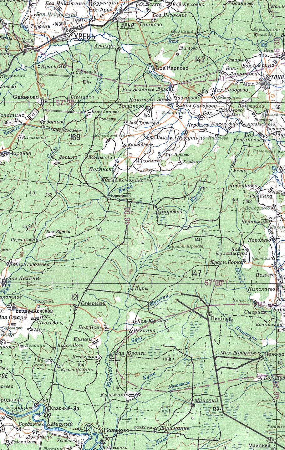 Уренская узкоколейная железная дорога  — схемы и топографические карты