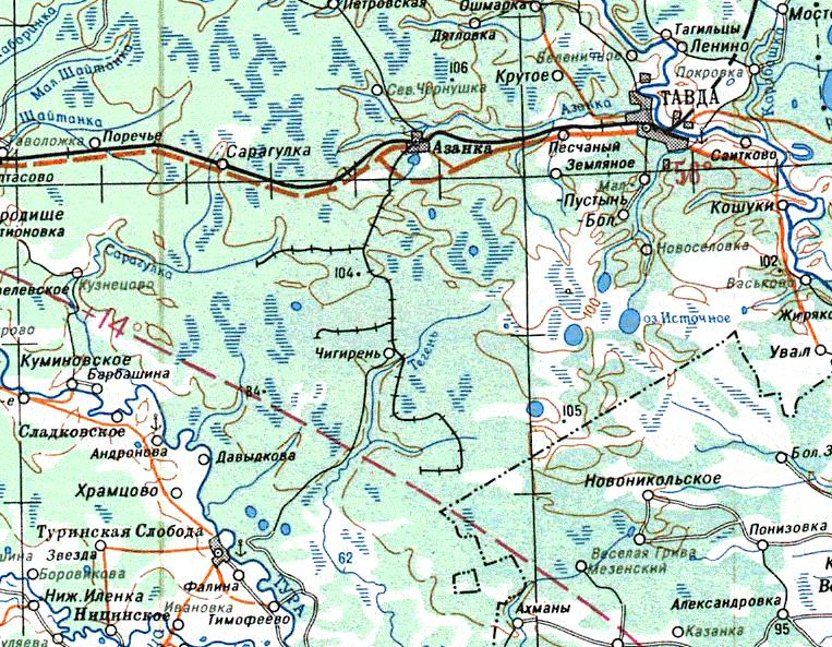 Азанковская узкоколейная железная дорога - схемы и топографические карты