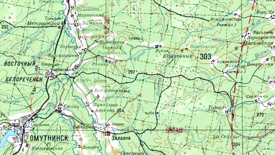 Рякинская узкоколейная железная дорога - топографические карты