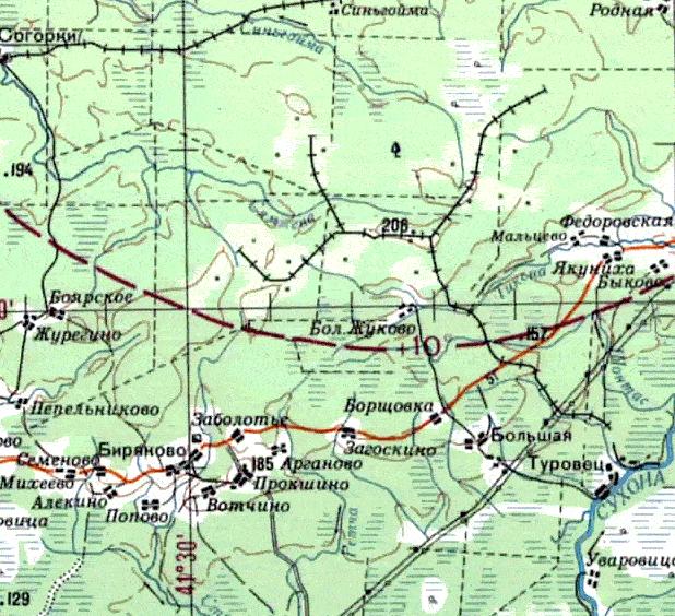 Большедворская узкоколейная железная дорога - топографические карты