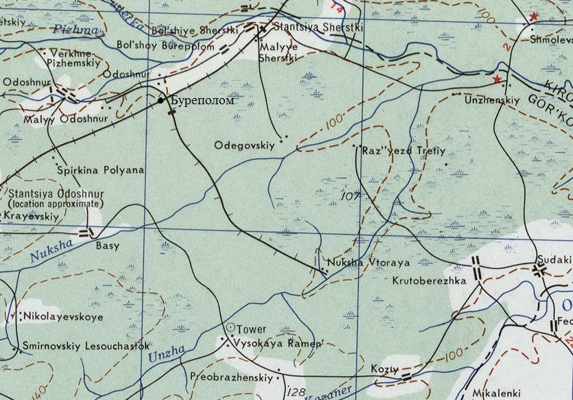 Буреполомская узкоколейная железная дорога - топографические карты