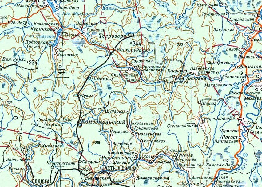 Шоношская железная дорога  — схемы и   топографические карты