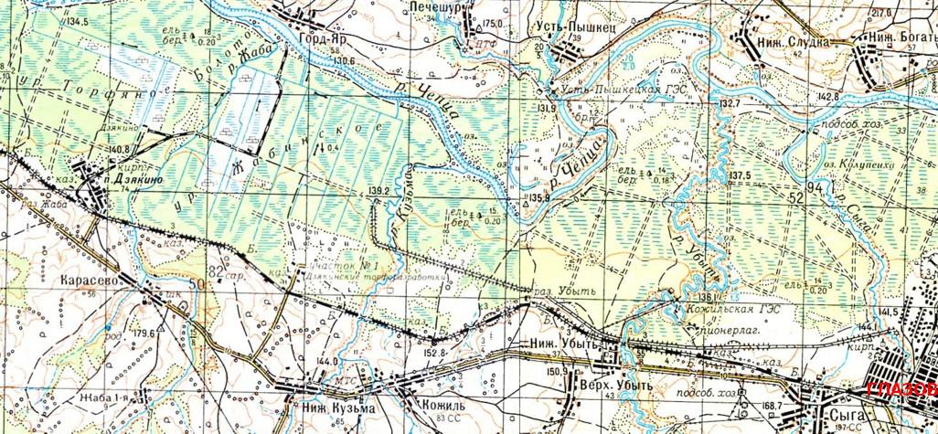 Узкоколейная железная дорога  торфопредприятия «Дзякино» - схемы и топографические карты