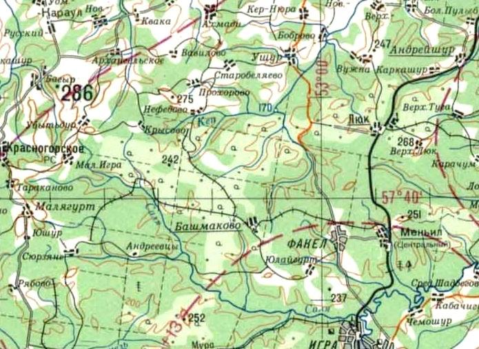 Узкоколейная железная дорога стекольного завода «Факел» - топографические карты