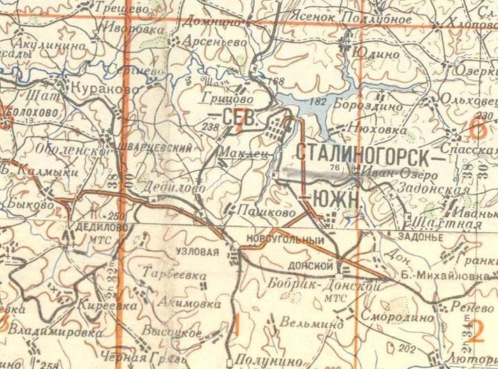 Железнодорожная линия Маклец — Новомосковская I — Бобрик-Донской —  схемы и топографические карты