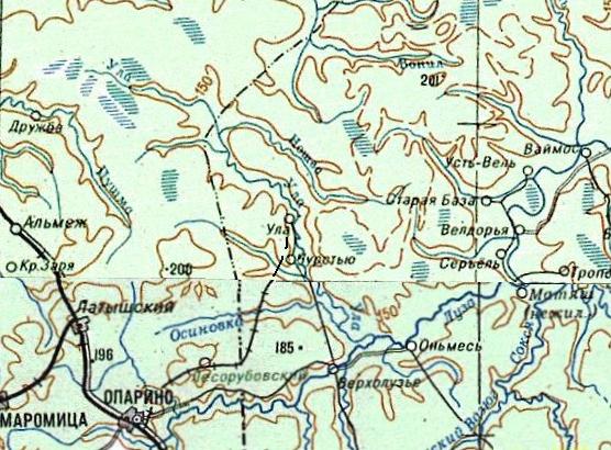 Опаринская узкоколейная железная дорога  - схемы и топографические карты