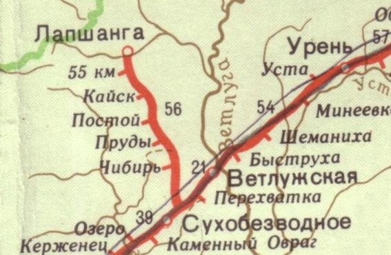 Железнодорожная линия Сухобезводное    —  Лапшанга  —  схемы и топографические карты