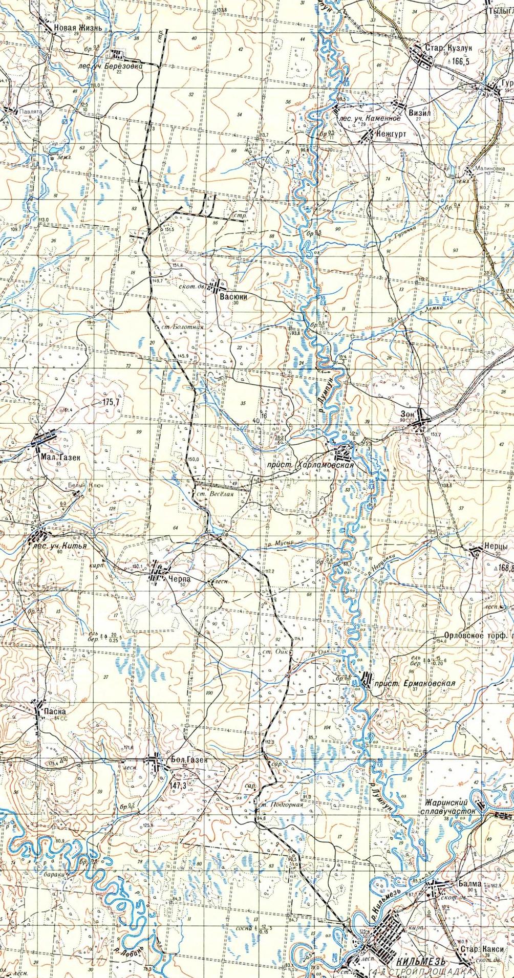 Кильмезская узкоколейная железная дорога  —  схемы и топографические карты