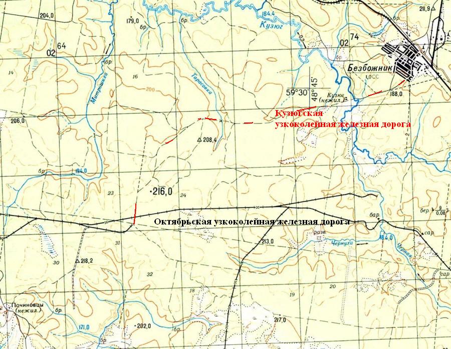 Кузюгская узкоколейная железная дорога  — схемы и топографические карты