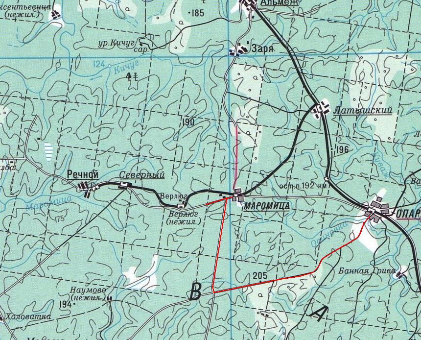 Железнодорожная линия Латышский — Маромица — Речной   —  схемы и топографические карты