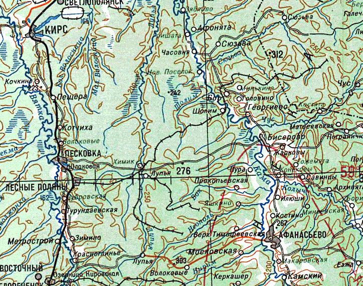 Песковская узкоколейная железная дорога  - схемы и топографические карты