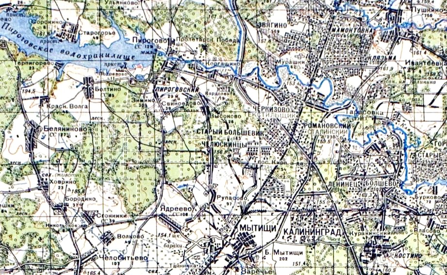 Железнодорожная линия Мытищи  — Пирогово   —  схемы и топографические карты