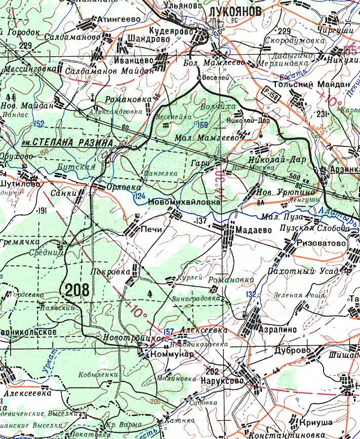 Узкоколейная железная дорога Разинского леспромхоза -  топографические карты