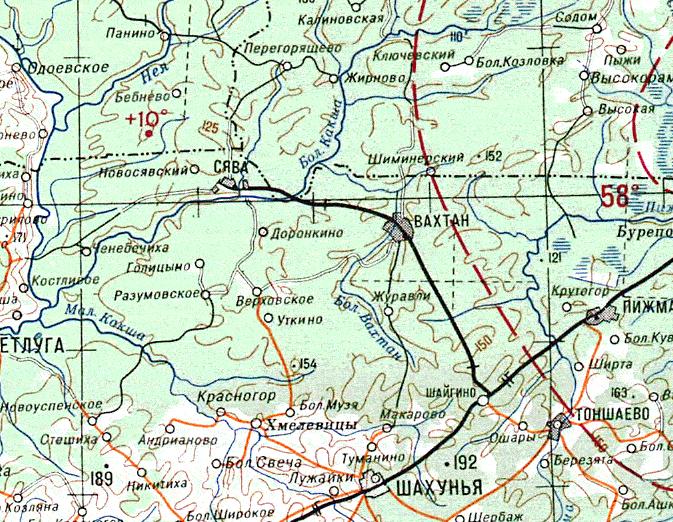 Железнодорожная линия Тоншаево — Сява —  схемы и топографические карты