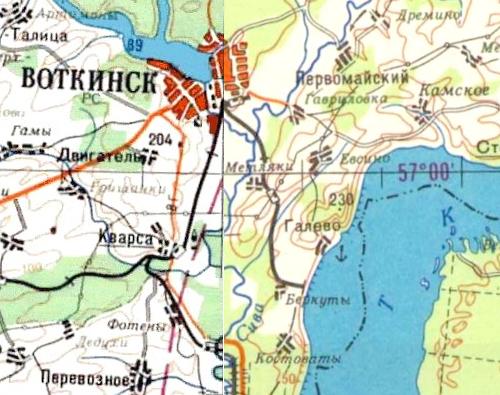 Железнодорожная линия Камская — Беркуты  —  схемы и топографические карты
