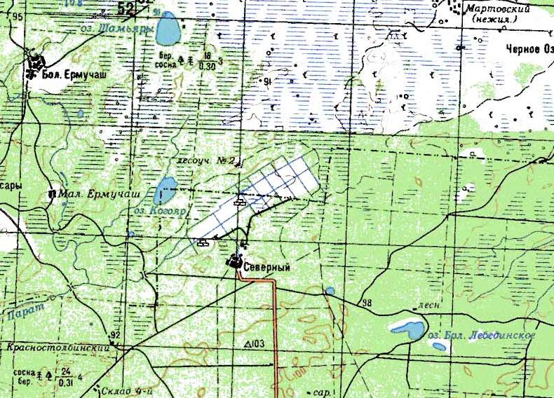 Узкоколейная железная дорога Заволжского торфопредприятия в посёлке Северный - схемы и топографические карты