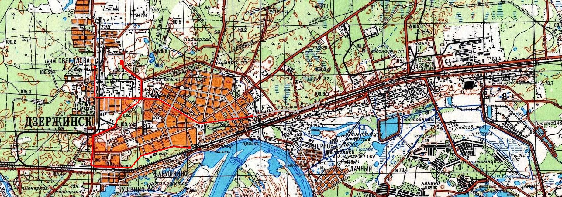Дзержинский трамвай  — схемы и  топографические карты