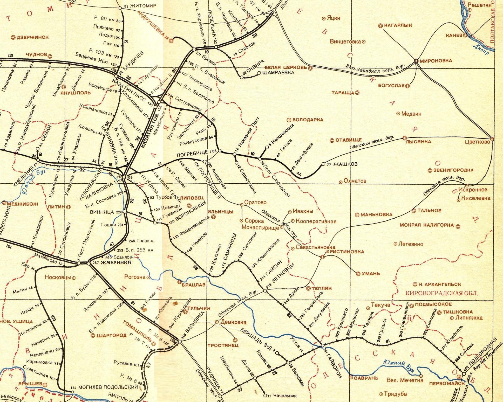Узкоколейная железная дорога Гайворонского отделения Одесской железной дороги —  схемы линий
