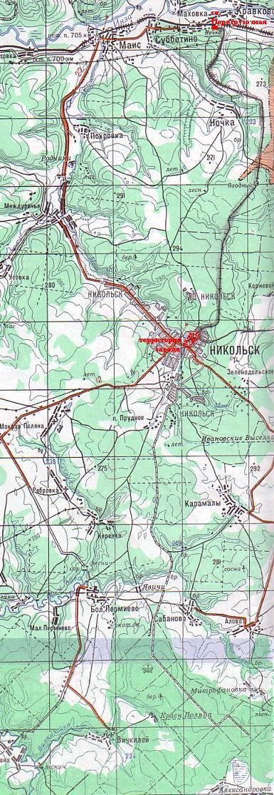 Узкоколейная железная дорога Никольского стекольного завода  — схемы и   топографические карты