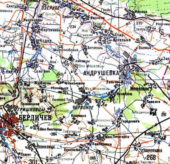 Узкоколейная железная дорога Червонского сахарного комбината — схемы и   топографические карты