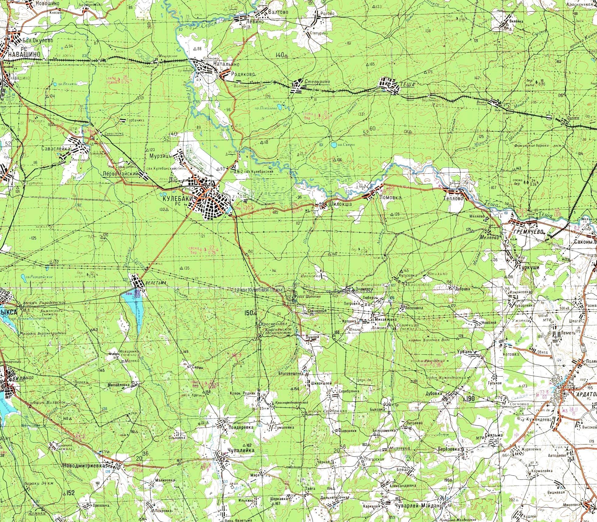 Узкоколейная железная дорога Кулебакского металлургического завода — схемы и топографические карты