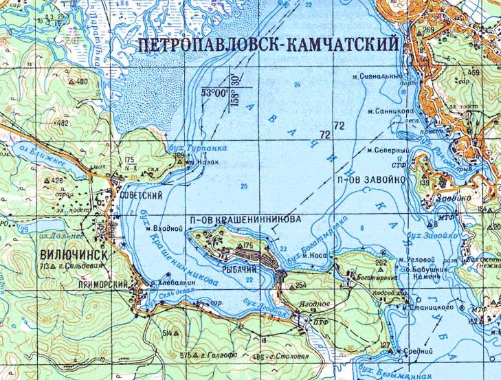 Карта рыбачий вилючинск